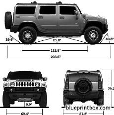 hummer h2 back front and side view